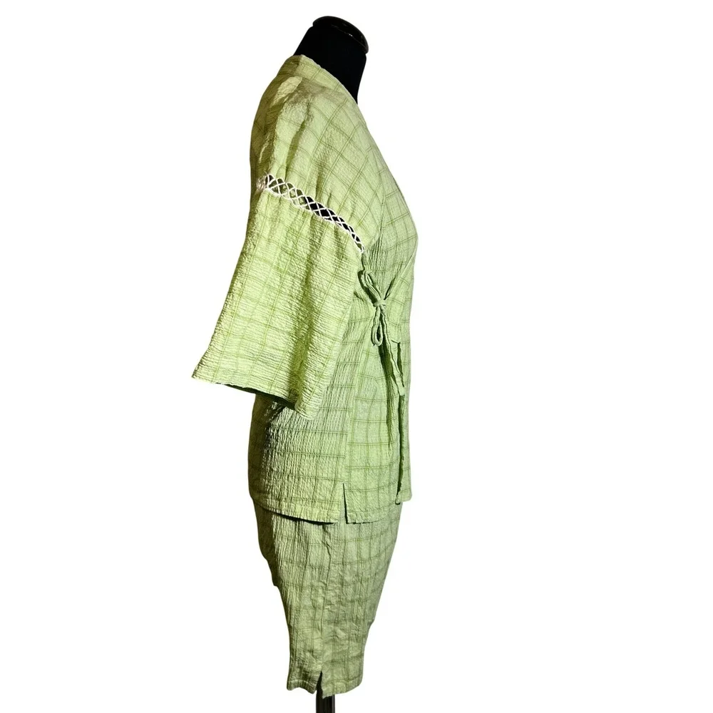 Kangol Sport Jinbei Kimono Lounge Set in Lime Green, Japanese Youth Size 150